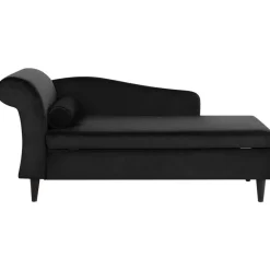 LUIRO - Chaise longue - Zwart - Linkerzijde - Fluweel