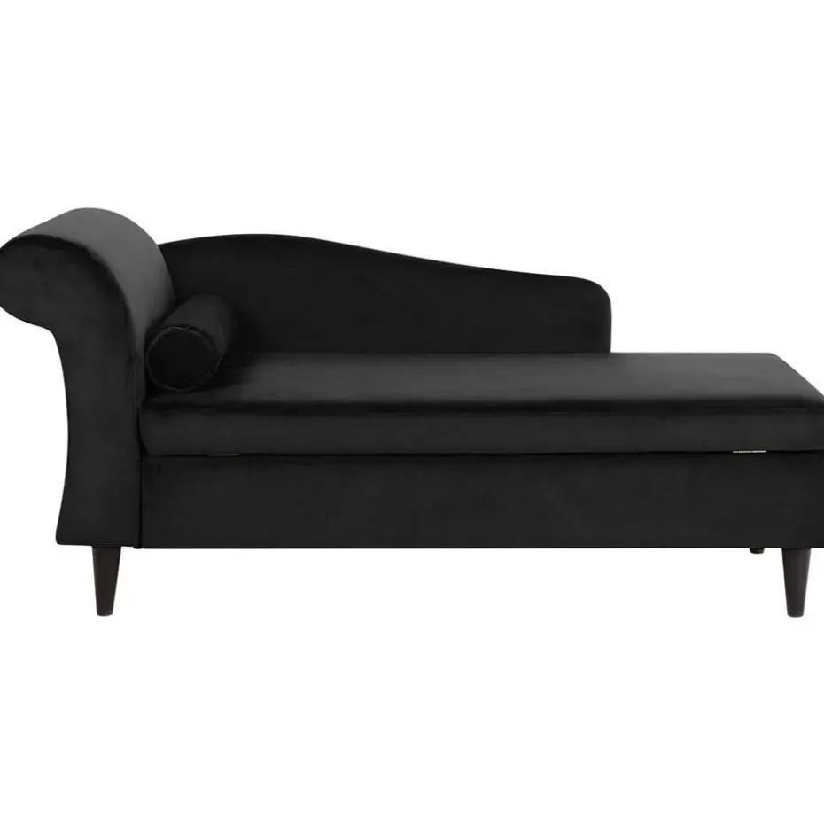 LUIRO - Chaise longue - Zwart - Linkerzijde - Fluweel
