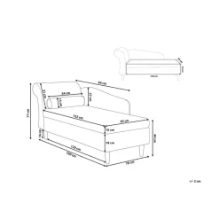 LUIRO - Chaise longue - Zwart - Linkerzijde - Fluweel