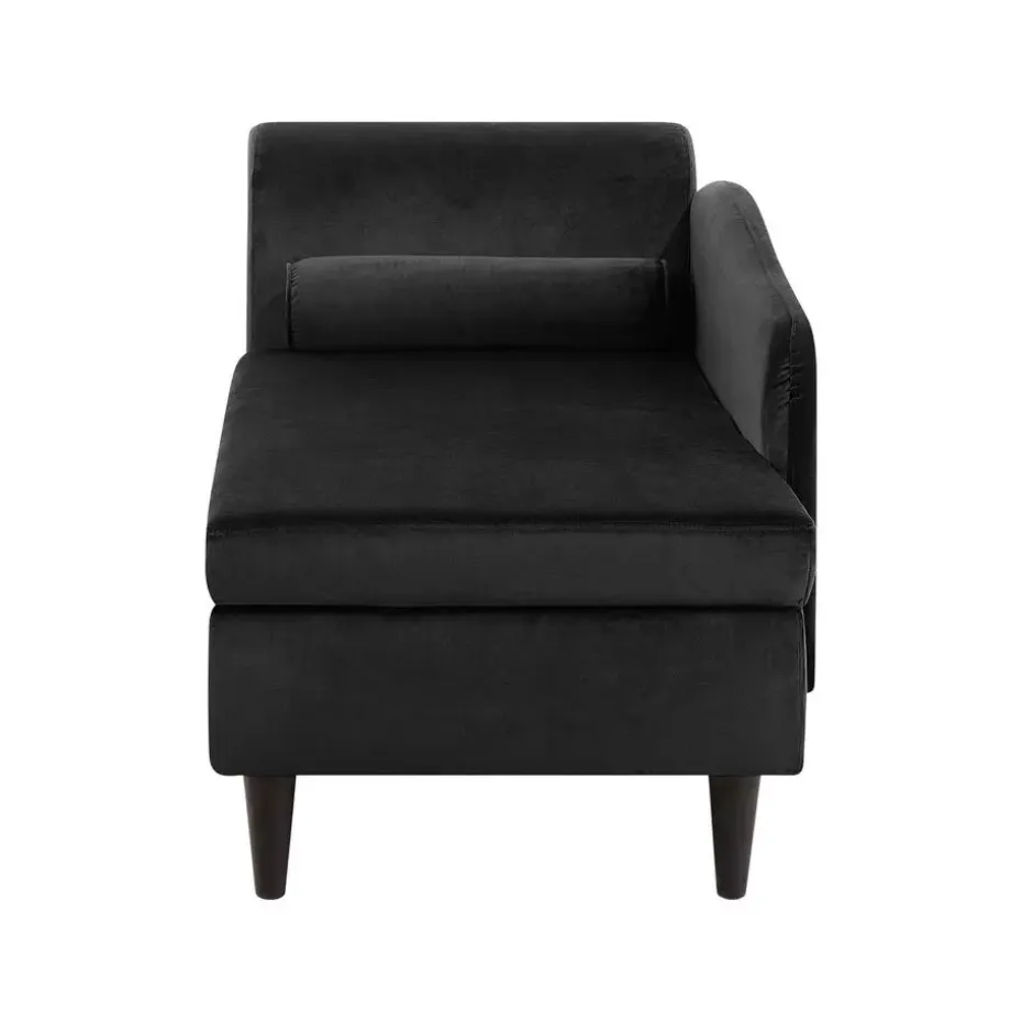 LUIRO - Chaise longue - Zwart - Linkerzijde - Fluweel