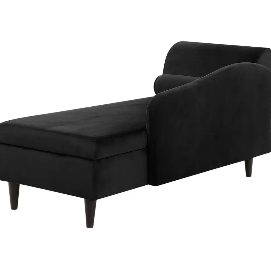 LUIRO - Chaise longue - Zwart - Linkerzijde - Fluweel