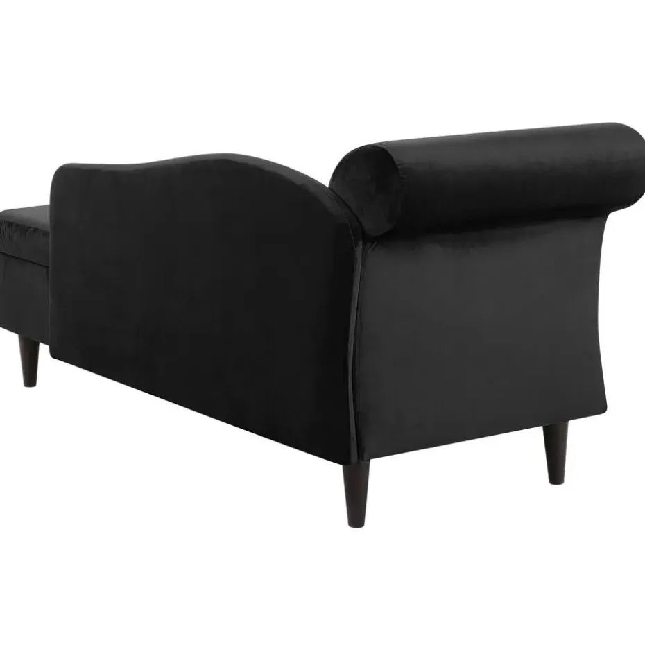 LUIRO - Chaise longue - Zwart - Linkerzijde - Fluweel