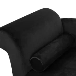 LUIRO - Chaise longue - Zwart - Linkerzijde - Fluweel