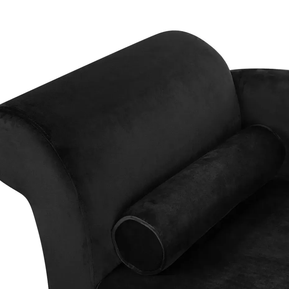 LUIRO - Chaise longue - Zwart - Linkerzijde - Fluweel