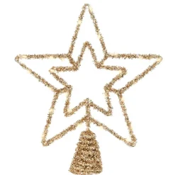Lumineo kerstboom piek ster - goud - 26 cm - led