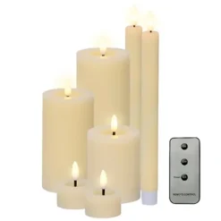 Lumineo LED kaarsen set - 7-delig - creme - met afstandsbediening