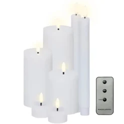 Lumineo LED kaarsen set - 7-delig - wit - met afstandsbediening