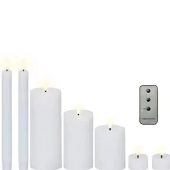 Lumineo LED kaarsen set - 7-delig - wit - met afstandsbediening