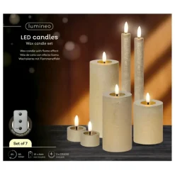 Lumineo LED kaarsen set - 3x st - lichtroze - afstandsbediening