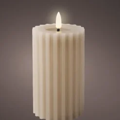 Lumineo LED kaars/stompkaars - lichtgrijs - D7,5 x H14,8 cm