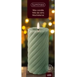 Lumineo Luxe LED kaars - groen - D7,5 x H17 cm - timer