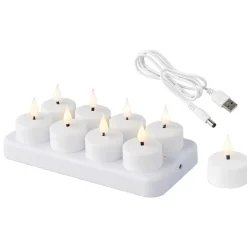 Lumineo Oplaadbare LED theelichtjes/waxinelichtjes - 8x - D4 cm