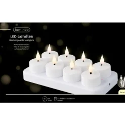 Lumineo Oplaadbare LED theelichtjes/waxinelichtjes - 8x - D4 cm