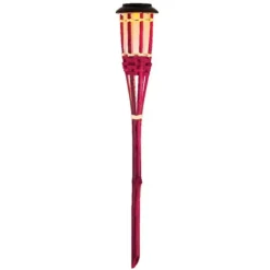 Lumineo Tuinfakkel Bodi - solar - roze - vlameffect - 54 cm