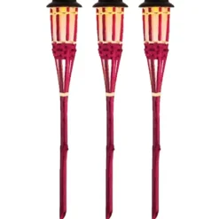 Lumineo Tuinfakkel Bodi - solar - roze - vlameffect - 54 cm