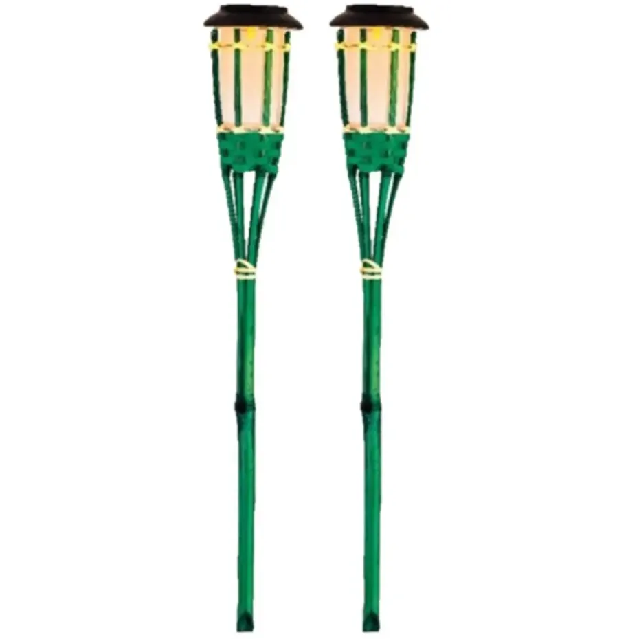 Lumineo Tuinfakkel Bodi - solar - groen - vlameffect - 54 cm