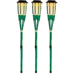Lumineo Tuinfakkel Bodi - solar - groen - vlameffect - 54 cm