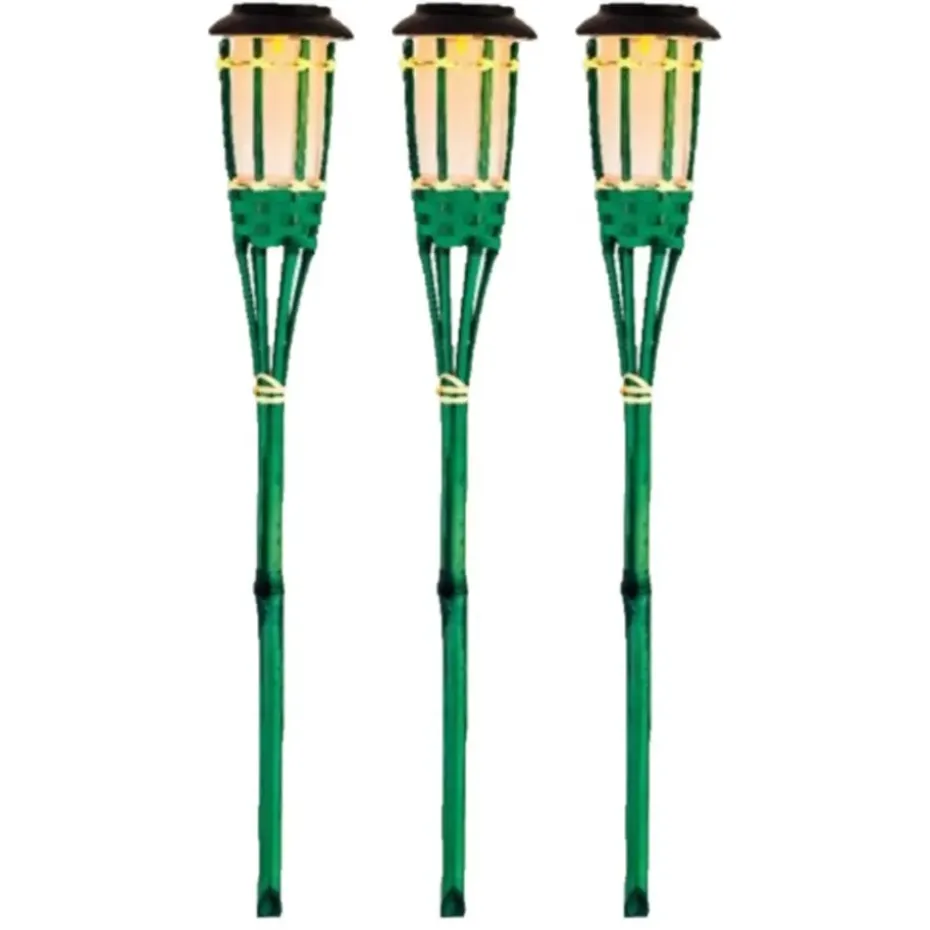 Lumineo Tuinfakkel Bodi - solar - groen - vlameffect - 54 cm
