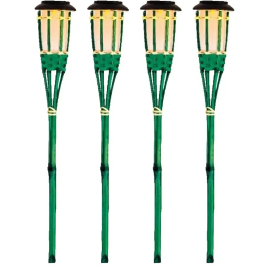 Lumineo Tuinfakkel Bodi - solar - groen - vlameffect - 54 cm