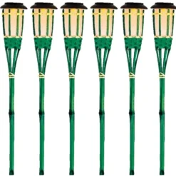Lumineo Tuinfakkel Bodi - solar - groen - vlameffect - 54 cm