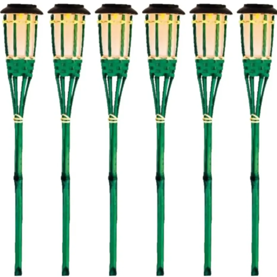 Lumineo Tuinfakkel Bodi - solar - groen - vlameffect - 54 cm