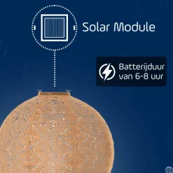 LUMIZ Solar Lampion Lace Rond - 30 cm - Abrikoos