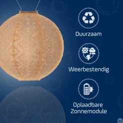 LUMIZ Solar Lampion Lace Rond - 30 cm - Abrikoos