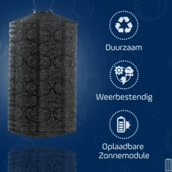 LUMIZ Solar Lampion Mosaic Cylinder - 28 cm - Taupe