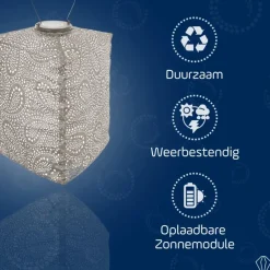 LUMIZ Solar Lampion Paisley Triangle - 28 cm - Licht Taupe