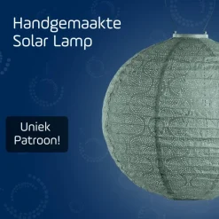 LUMIZ Solar Lampion Tigres Rond - 40 cm - Sage Green