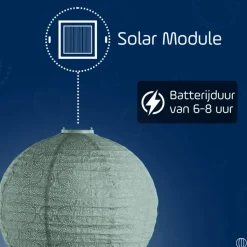 LUMIZ Solar Lampion Tigres Rond - 40 cm - Sage Green