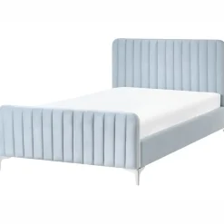 LUNAN - Tweepersoonsbed - Lichtblauw - 120 x 200 cm - Fluweel