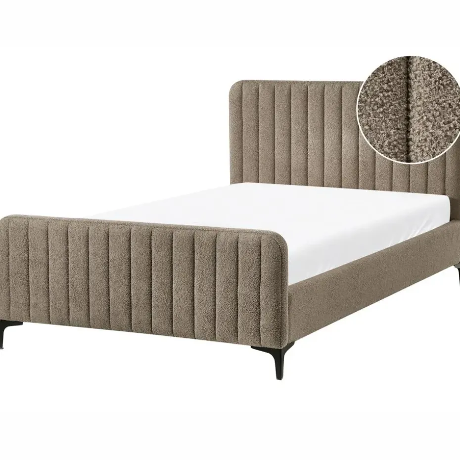 LUNAN - Tweepersoonsbed - Taupe - 120 x 200 cm - Bouclé