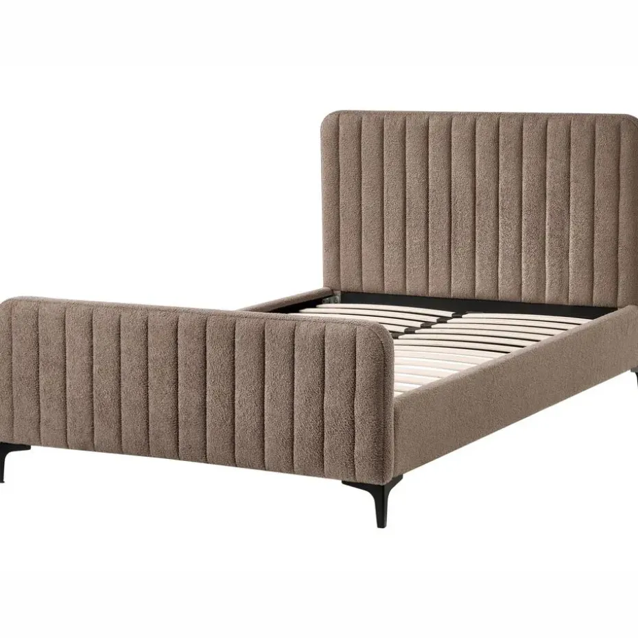 LUNAN - Tweepersoonsbed - Taupe - 120 x 200 cm - Bouclé