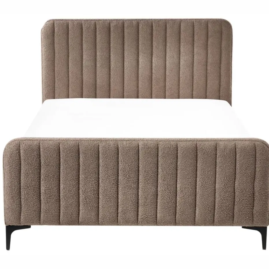 LUNAN - Tweepersoonsbed - Taupe - 120 x 200 cm - Bouclé