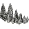 LuVille Kerstdorp Miniatuur Evergreen Bomen - 21 Stuks - H22 x Ø8 cm