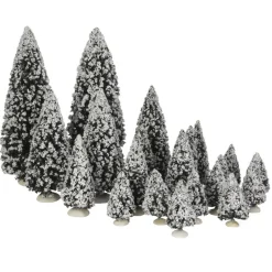 LuVille Kerstdorp Miniatuur Evergreen Bomen - 21 Stuks - H22 x Ø8 cm