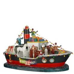 LuVille Sinterklaas Miniatuur Pakjesboot met Verlichting - H19 cm