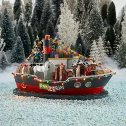 LuVille Sinterklaas Miniatuur Pakjesboot met Verlichting - H19 cm