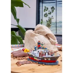 LuVille Sinterklaas Miniatuur Pakjesboot met Verlichting - H19 cm