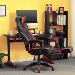 Luxe Gamestoel - Met Hoofdkussen - Kunstleer - Zwart & Rood