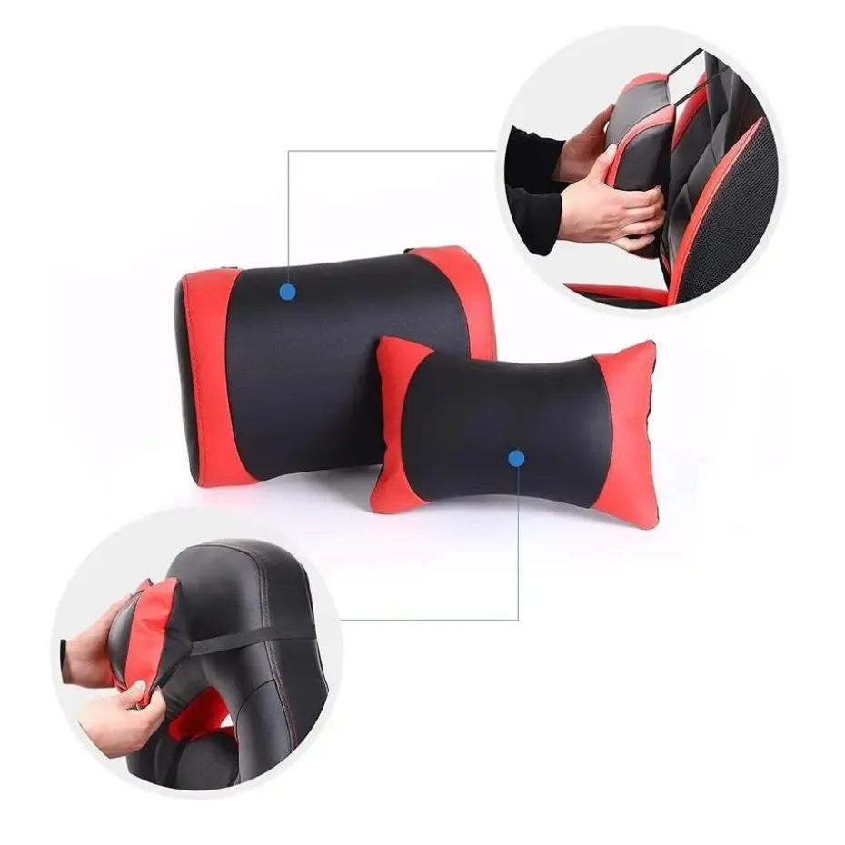 Luxe Gamestoel - Met Hoofdkussen - Kunstleer - Zwart & Rood