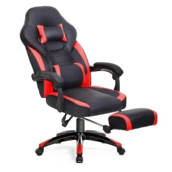 Luxe Gamestoel - Met Hoofdkussen - Kunstleer - Zwart & Rood