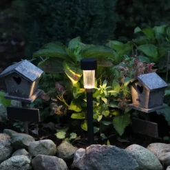 Luxform Solar tuinlamp - 1x - zwart - LED warm wit - D4,7 x H32,5 cm