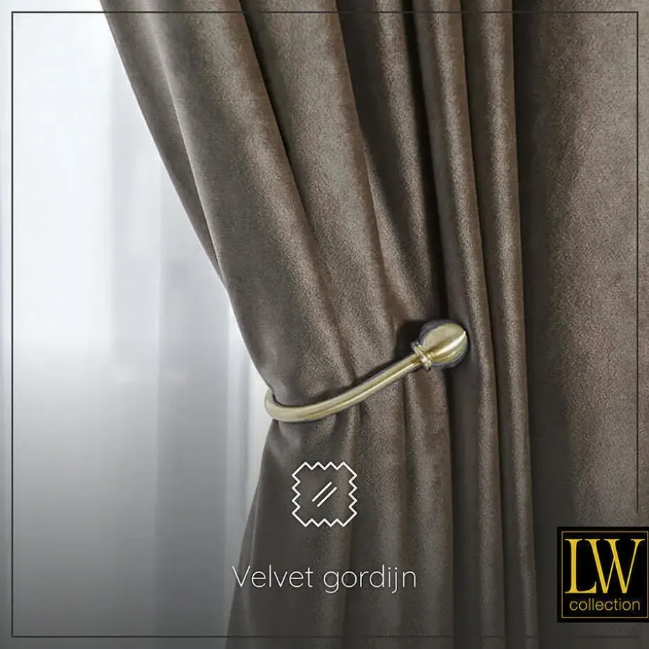 LW Collection Gordijnen bruin 270x140CM met haakjes Velvet 1 stuk