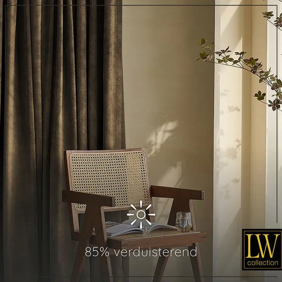 LW Collection Gordijnen bruin 270x140CM met haakjes Velvet 1 stuk