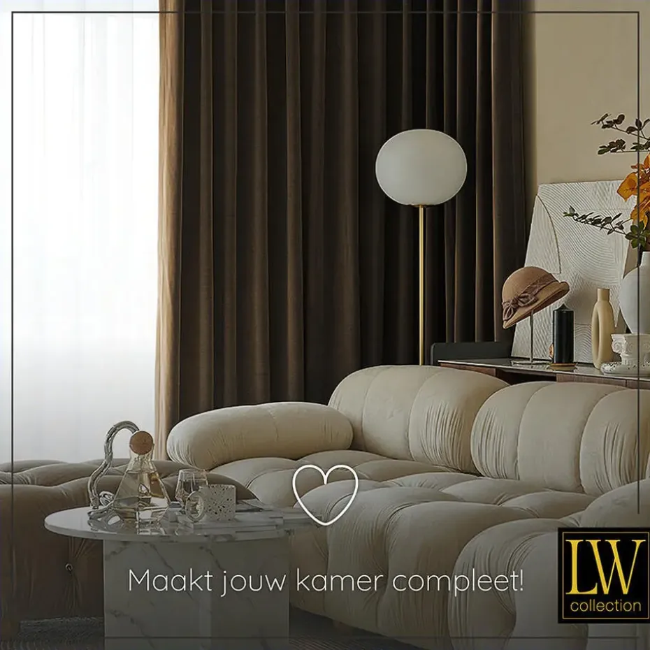 LW Collection Gordijnen bruin 270x140CM met haakjes Velvet 1 stuk