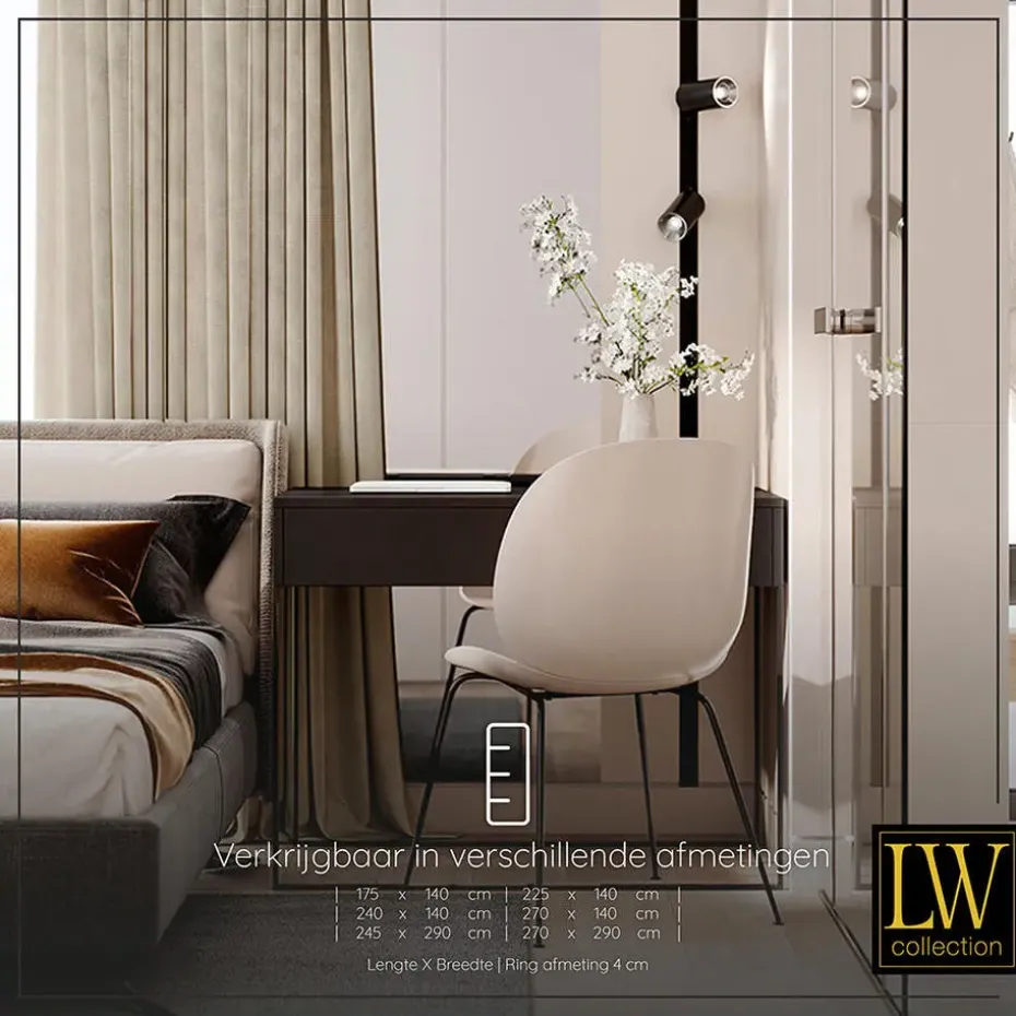 LW Collection Gordijnen beige 270X140CM velvet kant en klaar 1 stuk