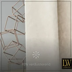 LW Collection Gordijnen beige 270X140CM velvet kant en klaar 1 stuk