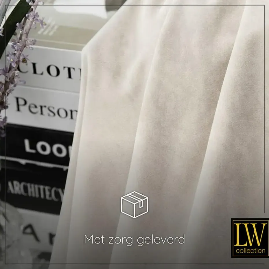 LW Collection Gordijnen beige 270X140CM velvet kant en klaar 1 stuk